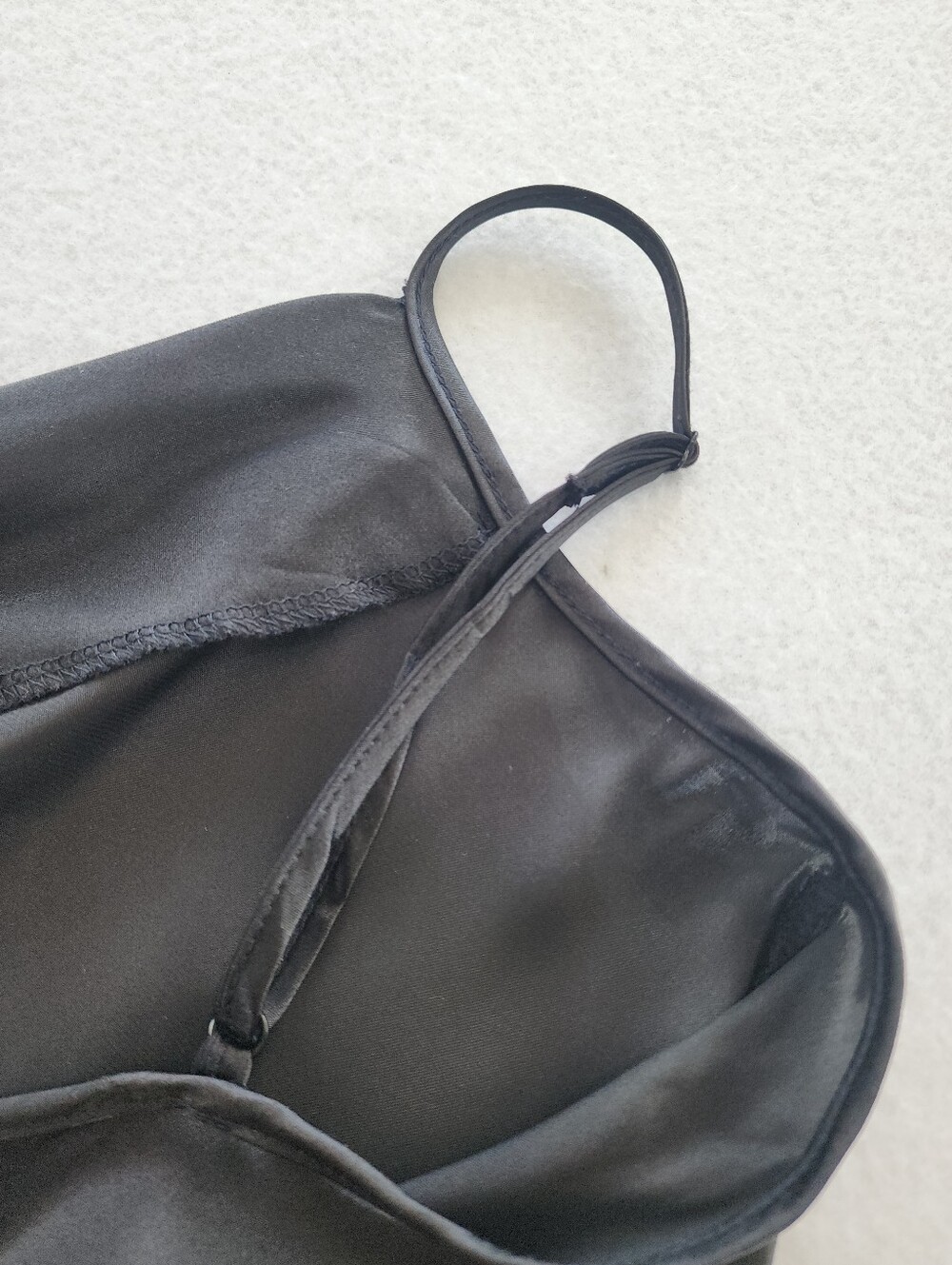 Bebe Black Satin Slip Dress Size L Cowl Neck Midi Adjustable Straps Made USA - Picture 7 of 9